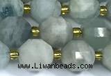 CCB1290 15 inches 9mm - 10mm faceted aquamarine gemstone beads