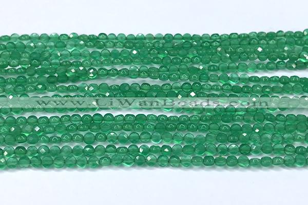 CCB1362 15 inches 2.5mm faceted coin green agate beads