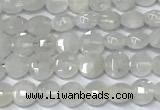 CCB1366 15 inches 4mm faceted coin white moonstone beads