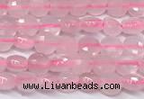 CCB1371 15 inches 4mm faceted coin rose quartz beads