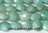 CCB1406 15 inches 6mm faceted coin amazonite beads