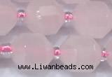 CCB1454 15 inches 9mm - 10mm faceted rose quartz beads