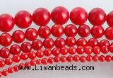 CCB15 5pcs 15.5 inches round shape red coral beads Wholesale