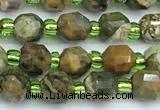 CCB1577 15 inches 5mm - 6mm faceted rhyolite gemstone beads