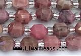 CCB1583 15 inches 5mm - 6mm faceted rhodonite gemstone beads