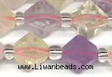 CCB1606 15 inches 10mm faceted mixed quartz beads