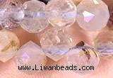 CCB1631 15 inches 6mm faceted teardrop pink quartz beads