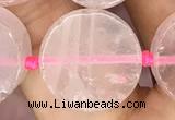 CCB502 15.5 inches 16mm coin rose quartz beads wholesale