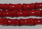 CCB51 15.5 inches 6*10mm bamboo shape red coral beads Wholesale