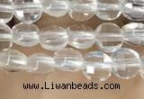 CCB530 15.5 inches 4mm faceted coin white crystal beads