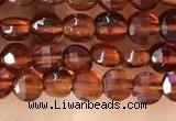 CCB536 15.5 inches 4mm faceted coin orange garnet beads wholesale