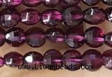 CCB537 15.5 inches 4mm faceted coin purple garnet beads wholesale