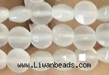 CCB542 15.5 inches 4mm faceted coin white moonstone beads