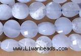 CCB551 15.5 inches 4mm faceted coin blue lace agate beads