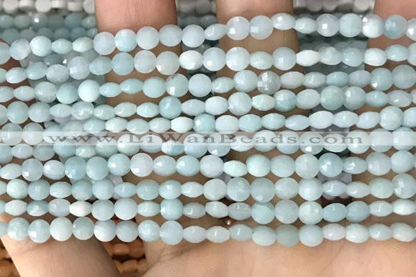 CCB552 15.5 inches 4mm faceted coin amazonite gemstone beads