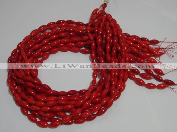 CCB59 15.5 inches 5*12mm rice shape red coral beads Wholesale