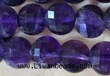 CCB601 15.5 inches 6mm faceted coin natural amethyst beads wholesale