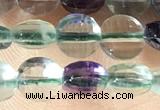 CCB605 15.5 inches 6mm faceted coin fluorite gemstone beads