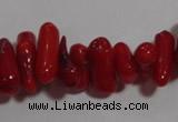 CCB61 15.5 inch 4*11mm irregular branch red coral chip beads