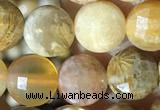 CCB621 15.5 inches 6mm faceted coin fossil coral beads wholesale