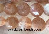 CCB628 15.5 inches 6mm faceted coin natural sunstone gemstone beads