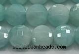 CCB701 15.5 inches 6mm faceted coin amazonite gemstone beads