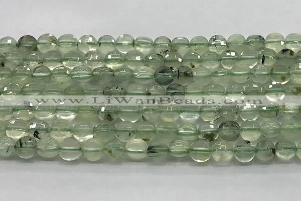 CCB702 15.5 inches 6mm faceted coin prehnite gemstone beads