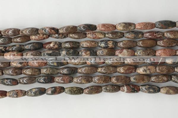 CCB810 15.5 inches 5*12mm rice leopard skin jasper beads wholesale