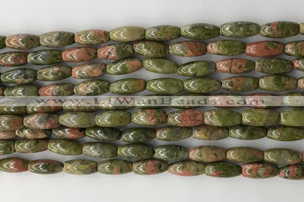 CCB816 15.5 inches 5*12mm rice unakite gemstone beads wholesale