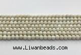 CCB824 15.5 inches 6mm round matte ivory jasper gemstone beads wholesale