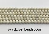 CCB825 15.5 inches 8mm round matte ivory jasper gemstone beads wholesale