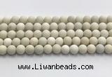 CCB826 15.5 inches 10mm round matte ivory jasper gemstone beads wholesale