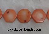 CCB85 15.5 inches 13mm hexagon pink coral beads Wholesale