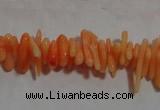 CCB86 15.5 inch 2*8mm irregular branch orange coral beads Wholesale