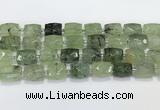 CCB886 11*15mm-12*16mm faceted cuboid green rutilated quartz beads wholesale