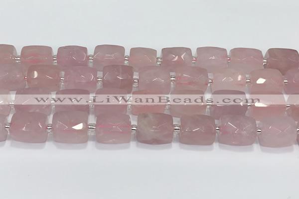 CCB888 11*15mm-12*16mm faceted cuboid rose quartz beads wholesale