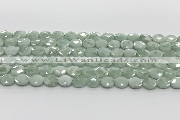 CCB934 15.5 inches 8*10mm faceted oval green angel skin beads