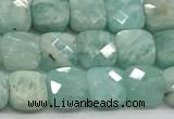 CCB975 15.5 inches 6*6mm faceted square amazonite  beads