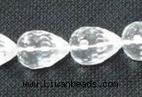 CCC263 15*20mm faceted teardrop grade A natural white crystal beads