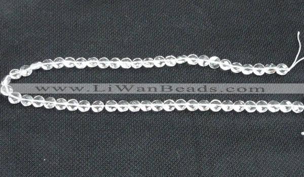 CCC271 15 inches 8mm faceted coin grade A natural white crystal beads