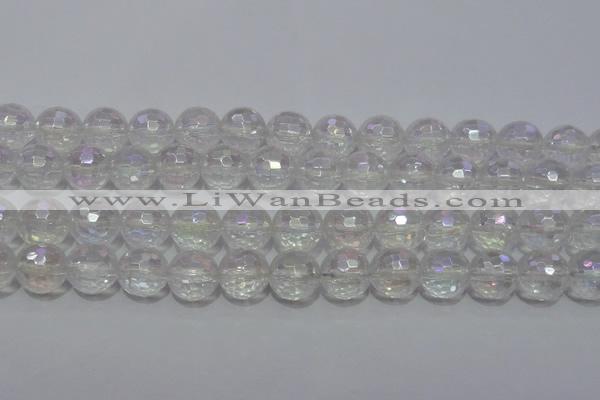 CCC413 15.5 inches 10mm faceted round AB-color white crystal beads