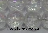 CCC415 15.5 inches 14mm faceted round AB-color white crystal beads