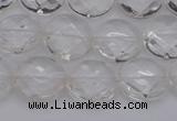 CCC502 15.5 inches 8mm faceted coin natural white crystal beads