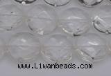 CCC503 15.5 inches 10mm faceted coin natural white crystal beads