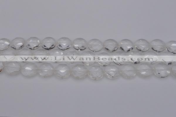 CCC506 15.5 inches 16mm faceted coin natural white crystal beads