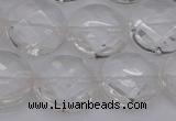 CCC507 15.5 inches 18mm faceted coin natural white crystal beads