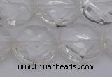 CCC509 15.5 inches 22mm faceted coin natural white crystal beads