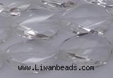 CCC520 15.5 inches 15*20mm twisted & faceted oval white crystal beads