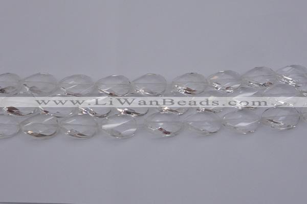 CCC520 15.5 inches 15*20mm twisted & faceted oval white crystal beads