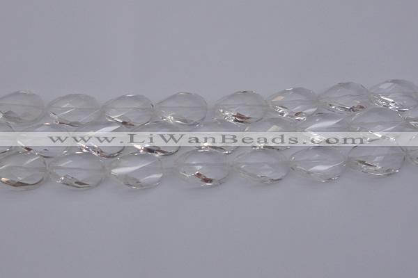 CCC521 15.5 inches 18*25mm twisted & faceted oval white crystal beads